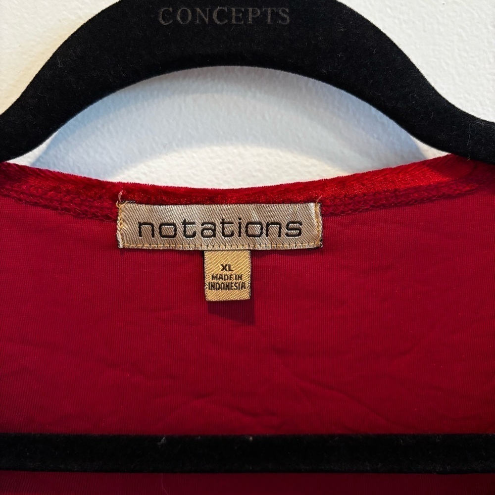 Notations Vintage Red Velvet Euro Long Sleeve Faux Wrap with Tank Women's Top XL - Picture 5 of 10